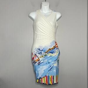 DANIELA CORTE REVOLVE Watercolor Bodycon Dress Womens Size Medium Coastal Unique